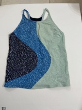Athleta Girl Tankini Top with Built in Bra Dot Brush Blue Print Size XXL 16