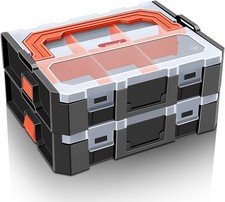 Small Parts Organizer 6-Compartments Parts Organizer Stackable Removable Divi...