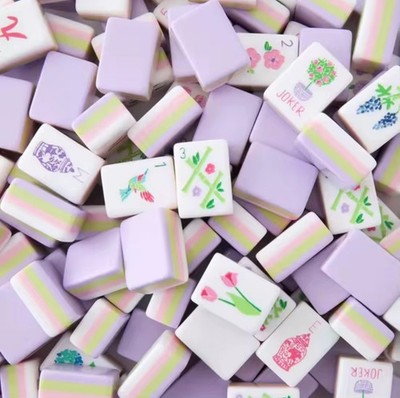 American Mahjong Game Set, 160 Lilac Acrylic Engraved Layered Mah Jong Tiles