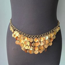 Vintage Gold Tone Adjustable Metal Chain Belly Dance Hip Dangles Belt