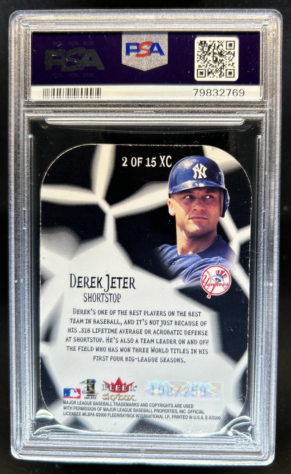 2000 Skybox E-X Derek Jeter E-Xceptional Blue #/250 PSA 9 view 2