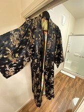 Chinese Style Robe Men  s Large Dragon and Peacock Embroidery Kimono Robe