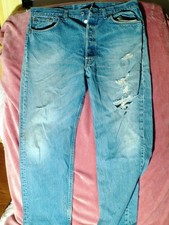 Vintage Levis 501 Mens Jeans 40X34 Blue Straight Button Fly 90sDISTRESSED sku056