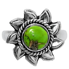 Premium Copper Green Turquoise 925 Sterling Silver Ring s.7 Jewelry R-1617