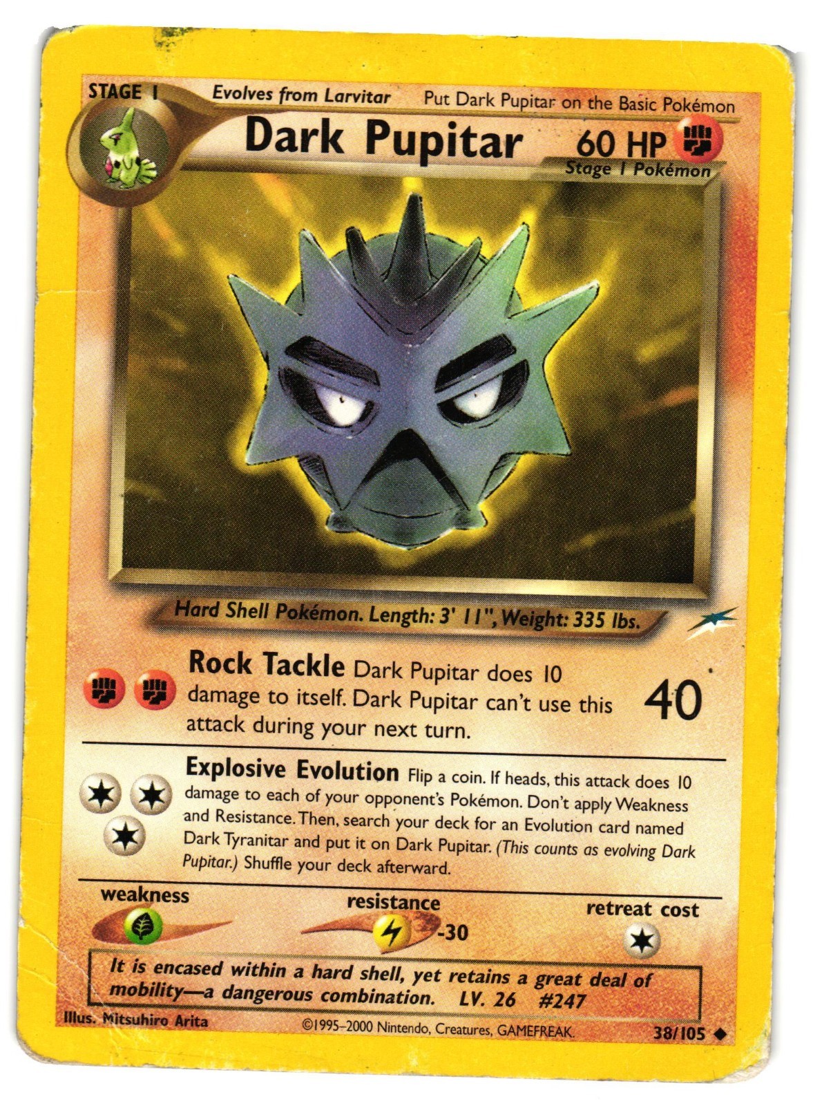 Pokémon TCG Neo Destiny Unlimited Dark Pupitar 38/105 Uncommon DMG