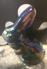 Fenton Amethyst Carnival Glass Bunny Iridescent Rainbow Figurine 2 3/4”