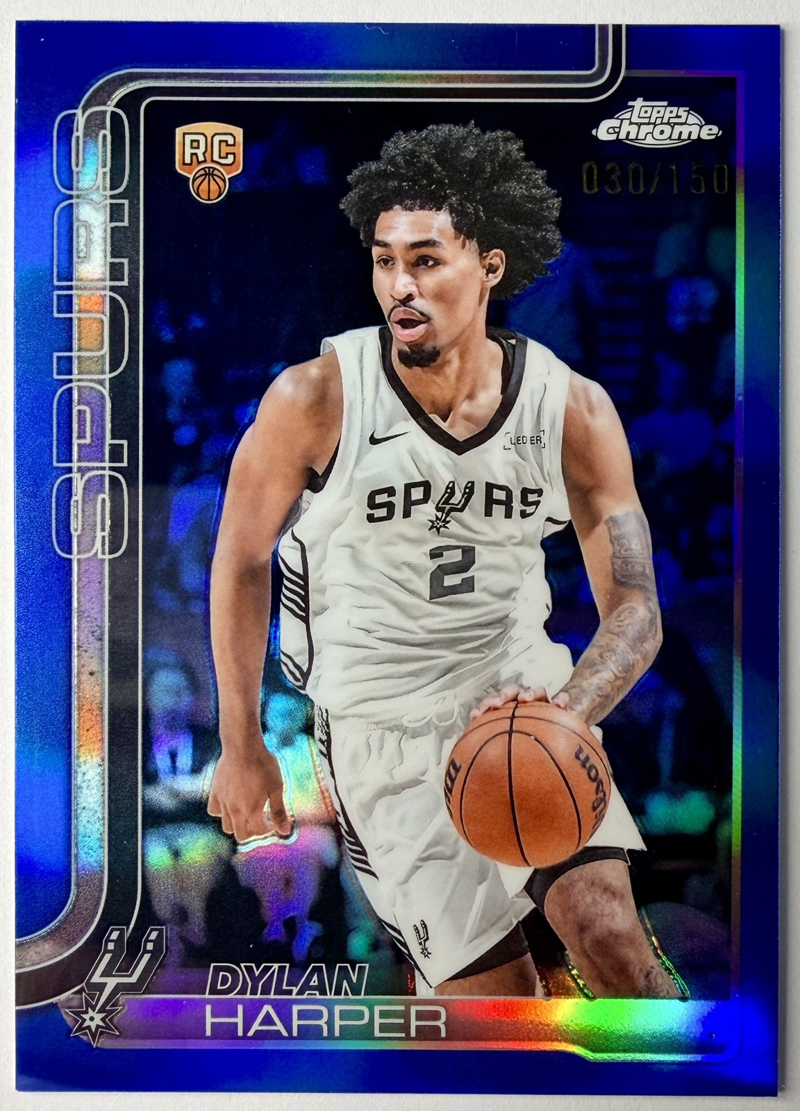 2025-26 Topps Chrome Dylan Harper Blue Refractor Rookie #252 /150 