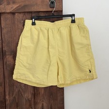 VTG Polo Ralph Lauren Mens XL Swim Trunks Yellow Board Shorts Pockets Beach