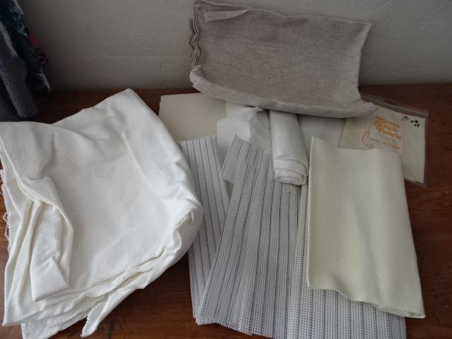 Large Lot Cross Stitch Fabric-Aida,Waste Cloth,white,cream colors-some big pcs