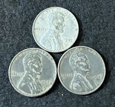 1943 P Lincoln Steel Wheat Cent / Penny Set (3 Coins) AVE CIRCULATED *FREE SHIP*