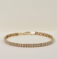 10k gold Ribbon of diamonds tennis bracelet 7” Crompton & Woodhouse Hallmarked