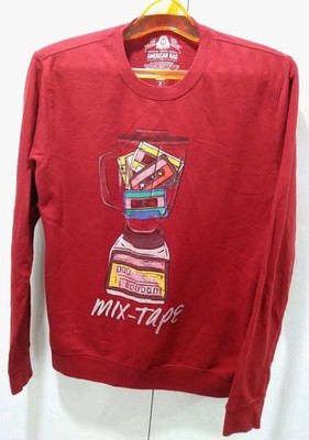 American Rag - Mix Tape Graphic Sweatshirt - Mens Sz L - Red - Hiphop Streetwear