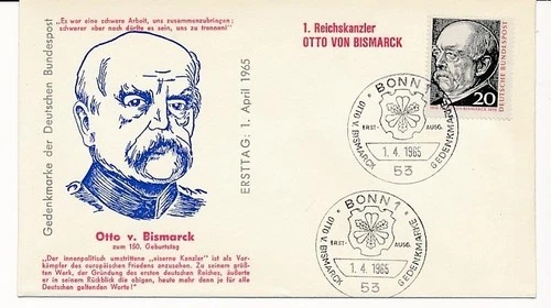 D150626 Otto Von Bismarck FDC Germany 1965