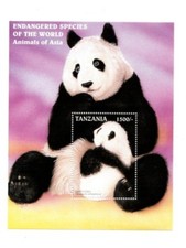 Tanzania 1997 - Endangered Species - Giant Panda - Souvenir Stamp Sheet - MNH