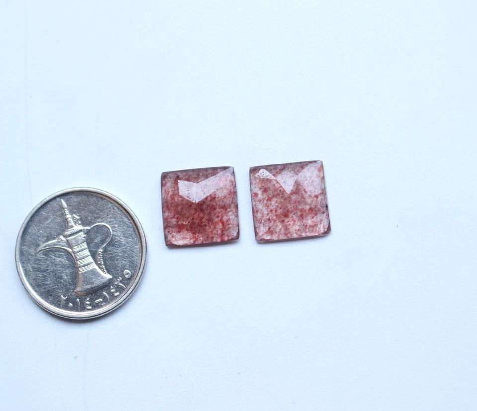 Fresa Cuarzo Facetado Piedras Preciosas Corte Rosa Cabina Suelta Fabricación Joyería 13.5X13.5MM Foto 2 de 4