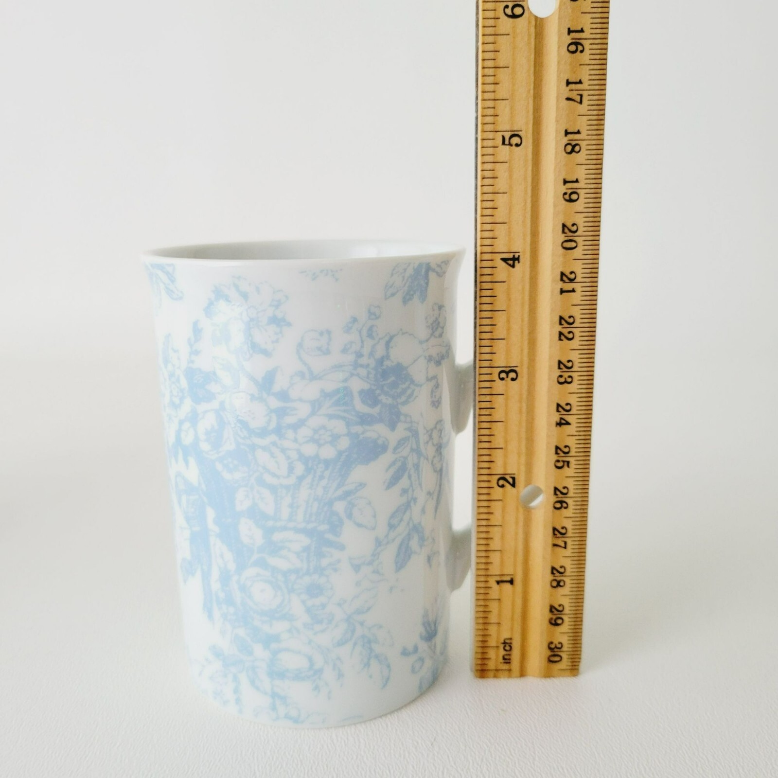 Blue & White Botanical Garden Coffee Mugs (2), Living Quarters, French Country