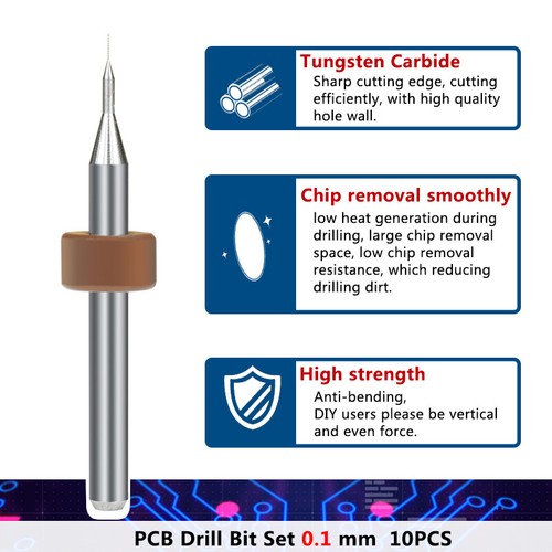 40PCS Carbide Micro Drill Bits Set 0.1-2.0mm PCB Driiling Bit for CNC Engraving - Picture 4 of 9