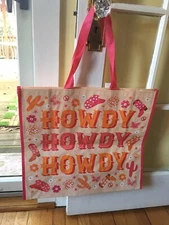 HOWDY Cowboy Western Boots/Hats~Reusable LARGE Shopping Bag EcoTote~ TJ Maxx NEW