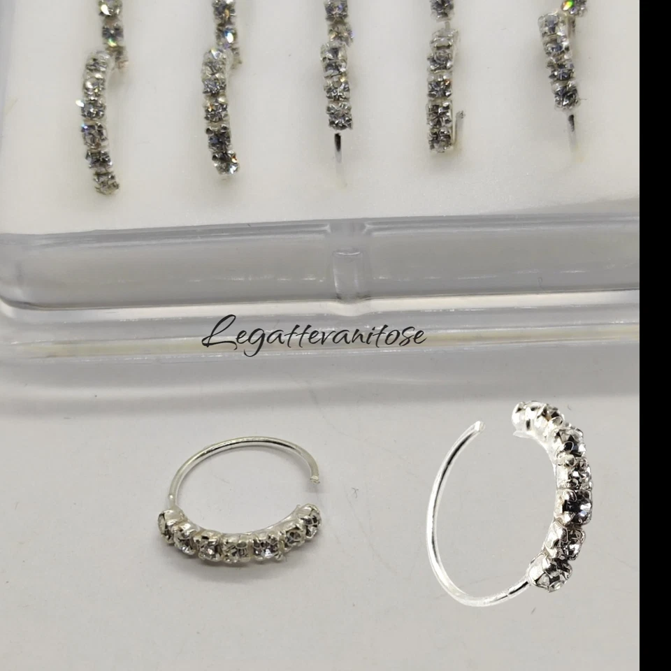 2 Anelli Piercing Naso Argento 925  Anello Aperto Cerchietto 11 m e trago conca - Immagine 4 di 4