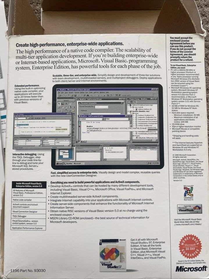Microsoft Visual Basic 5.0 Enterprise Edition Upgrade with CD keys. - Image 3 of 4