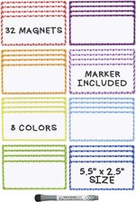 Magnetic Dry Erase Labels - 32 Pcs Large - 5.5 x 2.5 inches  Dry Erase Marker'