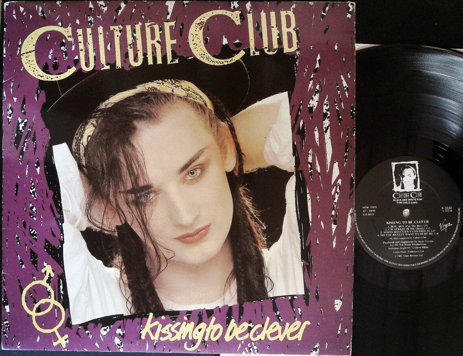 CULTURE CLUB Boy George KISSING TO BE CLEVER Inner LP UK 1982 V2232 1st Press EX