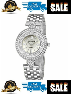 Details About Reloj De Mujer Redondo Plata Diamantes Y Corazón Para Damas Señoras Regalos - 