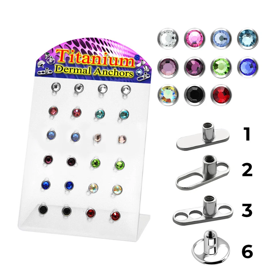 Soporte en L Acrílico con 48 piezas 24 Base 24 Tapas G23 Titanio Implante Anclaje Dérmico Foto 3 de 4