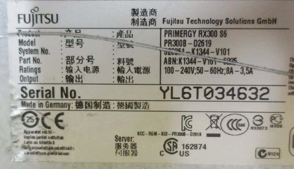 Fujitsu Primergy RX300 S6 2x 6-Core X5650 2.66GHz 64GB Ram 6x 3.5" Bay 2U Server - Image 3 of 3