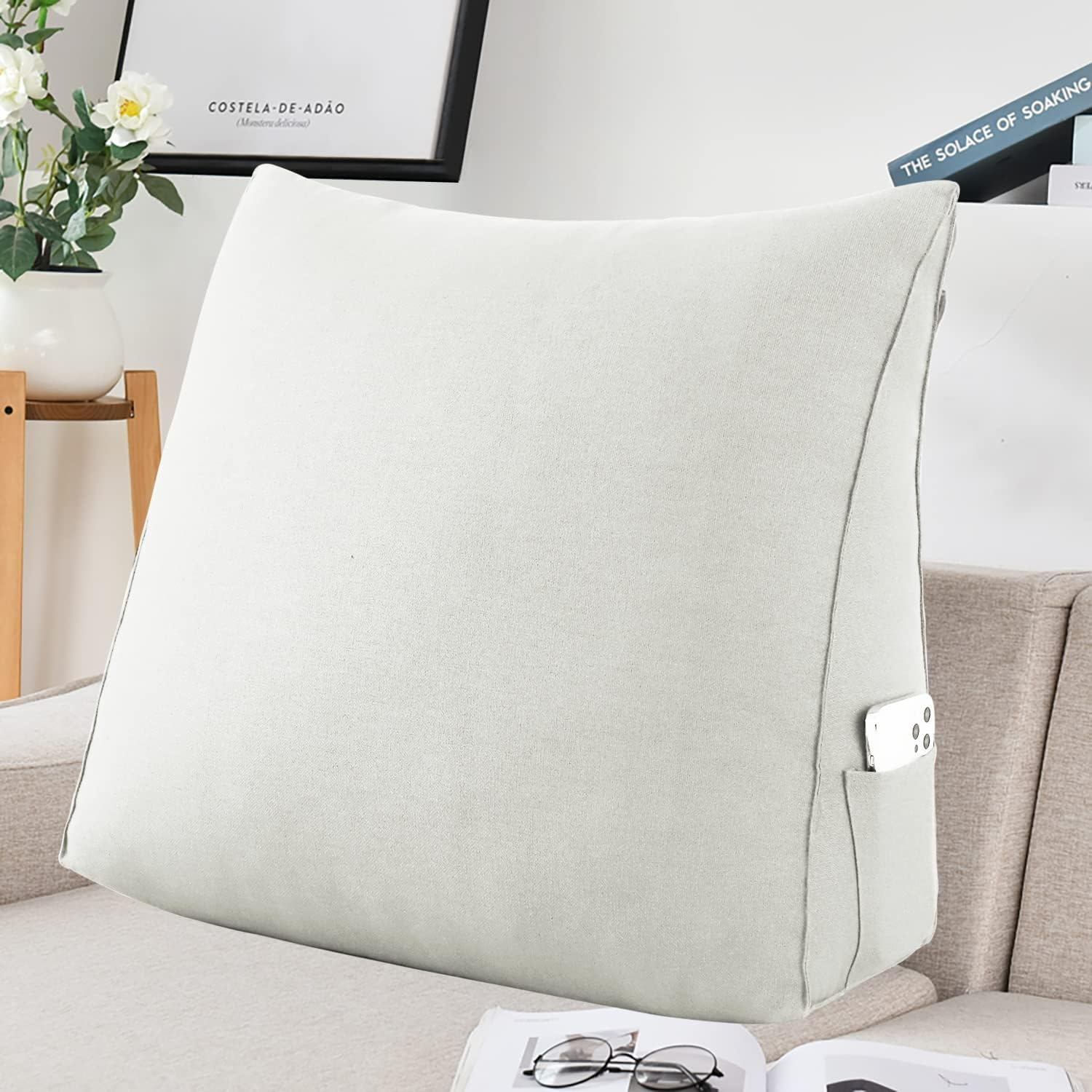 Triangular Reading Pillow Wedge for Sitting Up in Bed with Back Support  