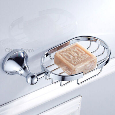 Wall Mount Polished Chrome Soap Dish Holder Bathroom Shower Brass Wire Basket Ac