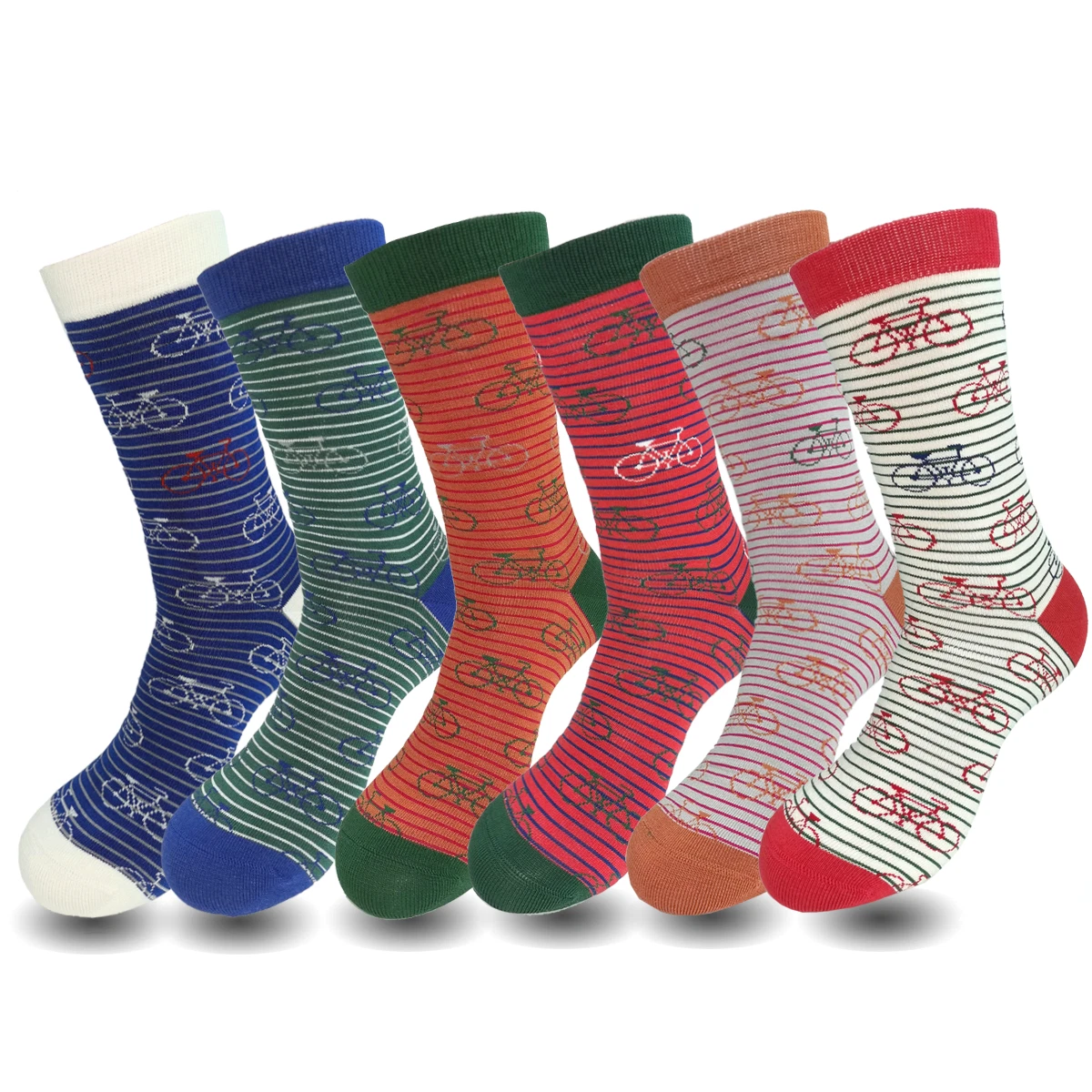 Lavencious Men's Bamboo Fiber Bicycle Pattern Socks 6 Pairs Shoe Size 7-13