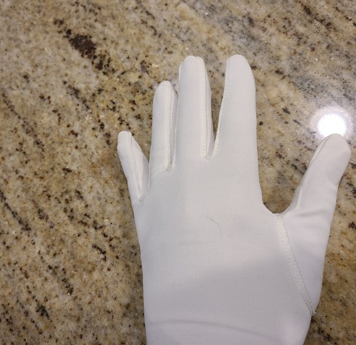 Vintage White Nylon Stretch Formal Church 10" Gloves. Women's S/M Crochet Edge - Picture 10 of 12