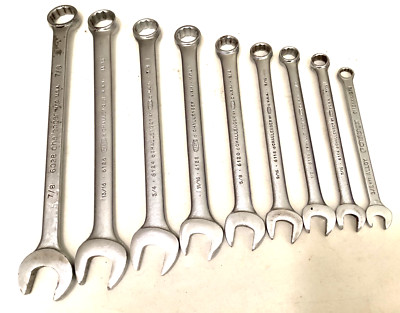 PROTO Challenger SAE Combination Wrench 12 Point Lot of 9.  3/8 -7/8 