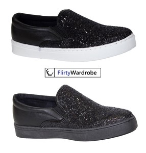 womens black diamante trainers