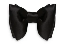 Mens FERUCCI Oversized  Bow Tie - Black Silk Bowtie, Mens big bow tie