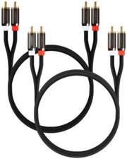 2PCS 3ft Gold Plated RCA Male L/R Stereo Audio Cable Cord Plug