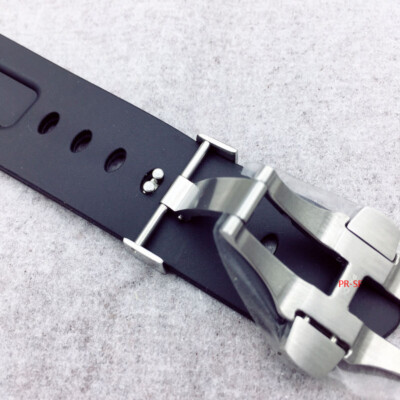 Cinturino In Gomma Nero 22mm Per Panerai – Con Chiusura Deployante Pieghevole In Acciaio