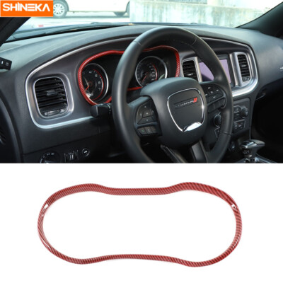 Dashboard Instrument Box Trim Strip Cover for Dodge Charger 2015-2020 Red Carbon