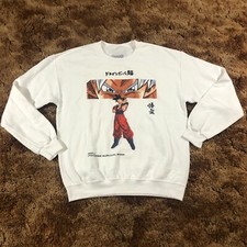 NUEVO Dragonball Z Goku Hombres Talla M Blanco Cuello Redondo Sudadera Japón Anime Manga Toei