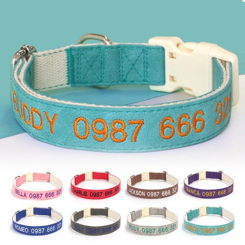 Personalisiertes Hundehalsband mit Namen Telefonnummer Halsband Bestickt Leder