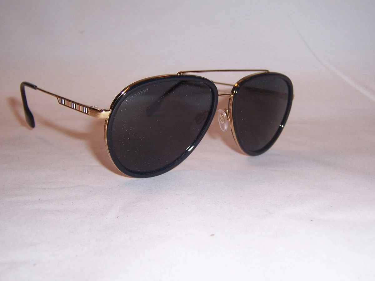 NEW BURBERRY SUNGLASSES BE 3125 101781 GOLD DARK GREY POLARIZED