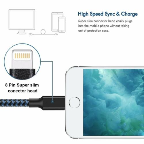 3 Pack Fast Charger Cable Heavy Duty For iPhone 8 7 X XR 11 12 13 Charging Cord - Picture 5 of 10