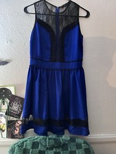 NEW Medium Ark & Co Blue Black Sheer Lace Insert Dress Urban Outfitters NWT