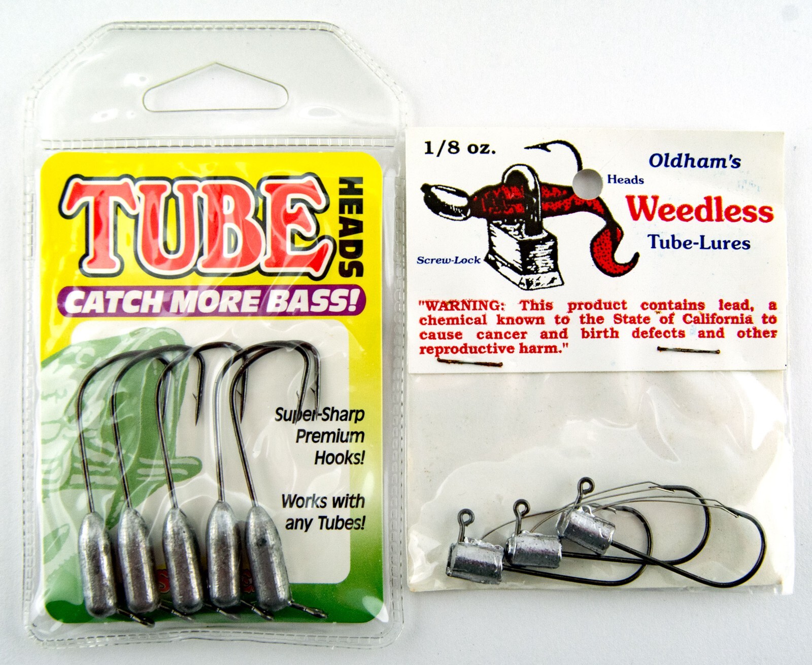 Tube Heads Hooks 2pk Lot 1/4oz K&E Stopper Lures & 1/8oz Oldhams