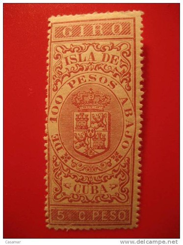 Giro 5C Of 100 Pesos Fiscal Stamp Spanish Colonies