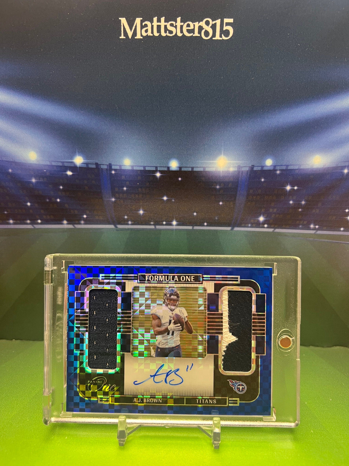 2021 Panini One A.J. Brown Blue Formula One Dual Patch Auto /35 Titans - Eagles