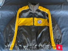 New Pittsburgh Steelers Black Leather Jacket Size XL 18-20 