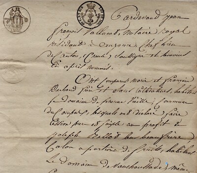 1827 Domaine de Vauchaussade & de Prune Vieille à Compas acte DECHAUD BELLOT