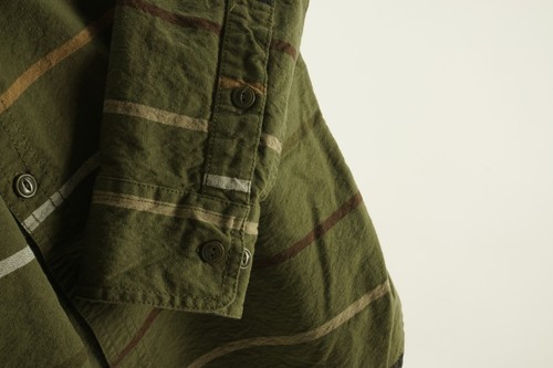 Staple Pigeon Men's Small Long Sleeve Green White Striped Logo Button Down Shirt - Picture 7 of 10